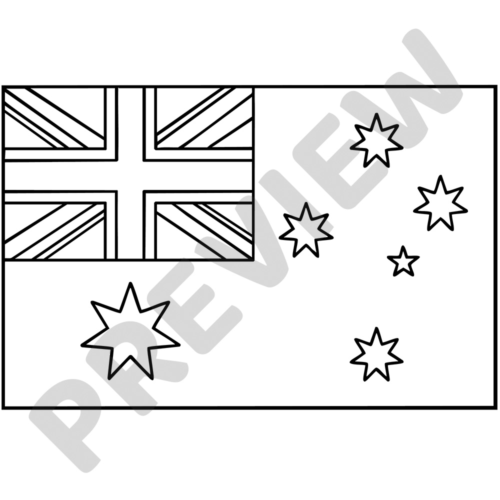 Australian Flag Australian Flag – Black And White Colouring Page